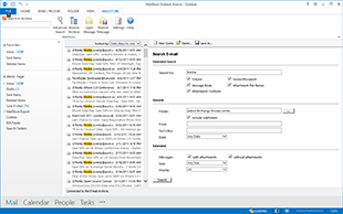 Pokročilé dotazy pro vyhledávání v archivu mohou být zadány i pomocí Outlook doplňku.
